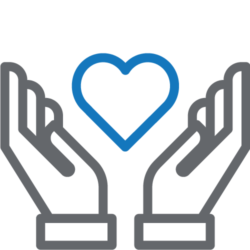 hands holding heart icon